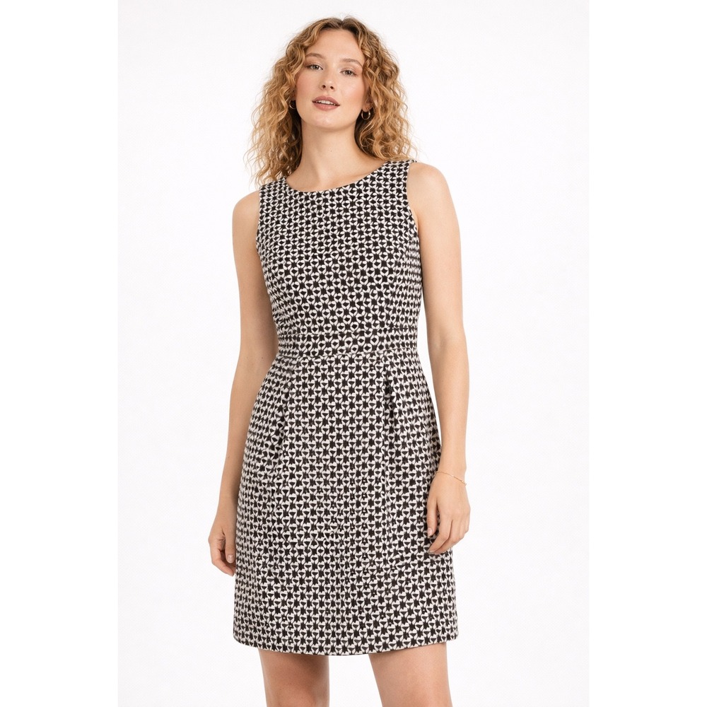 White House‎ Black Market Geometric Print Sheath Dress Black White Size 6